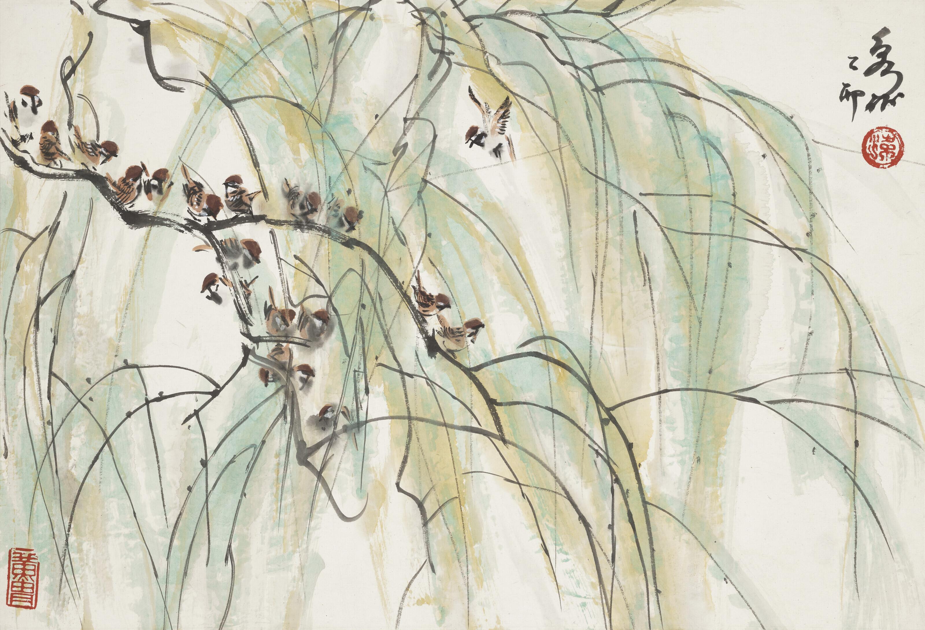 Huang Zhou - Sparrows on Willows