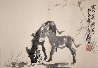 Huang Zhou - Two Donkeys, 1987