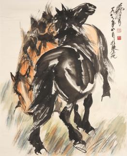 Huang Zhou - Two Horses, 1987