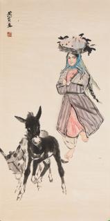 Huang Zhou - Woman from the Regions with Donkeys
