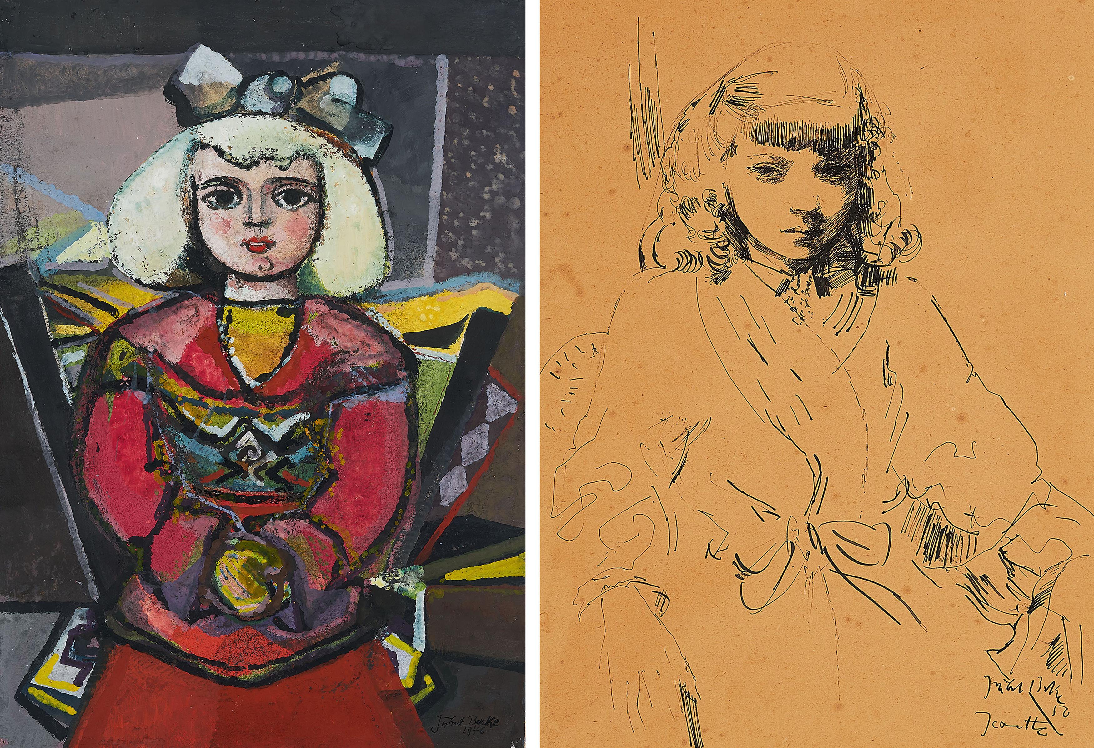 Hubert Berke - Konvolut von 2 Papierarbeiten.