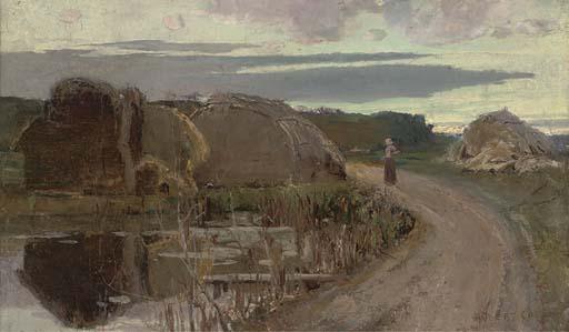 Hubert Coop, R.B.A. - Returning To The Farm At Sunset