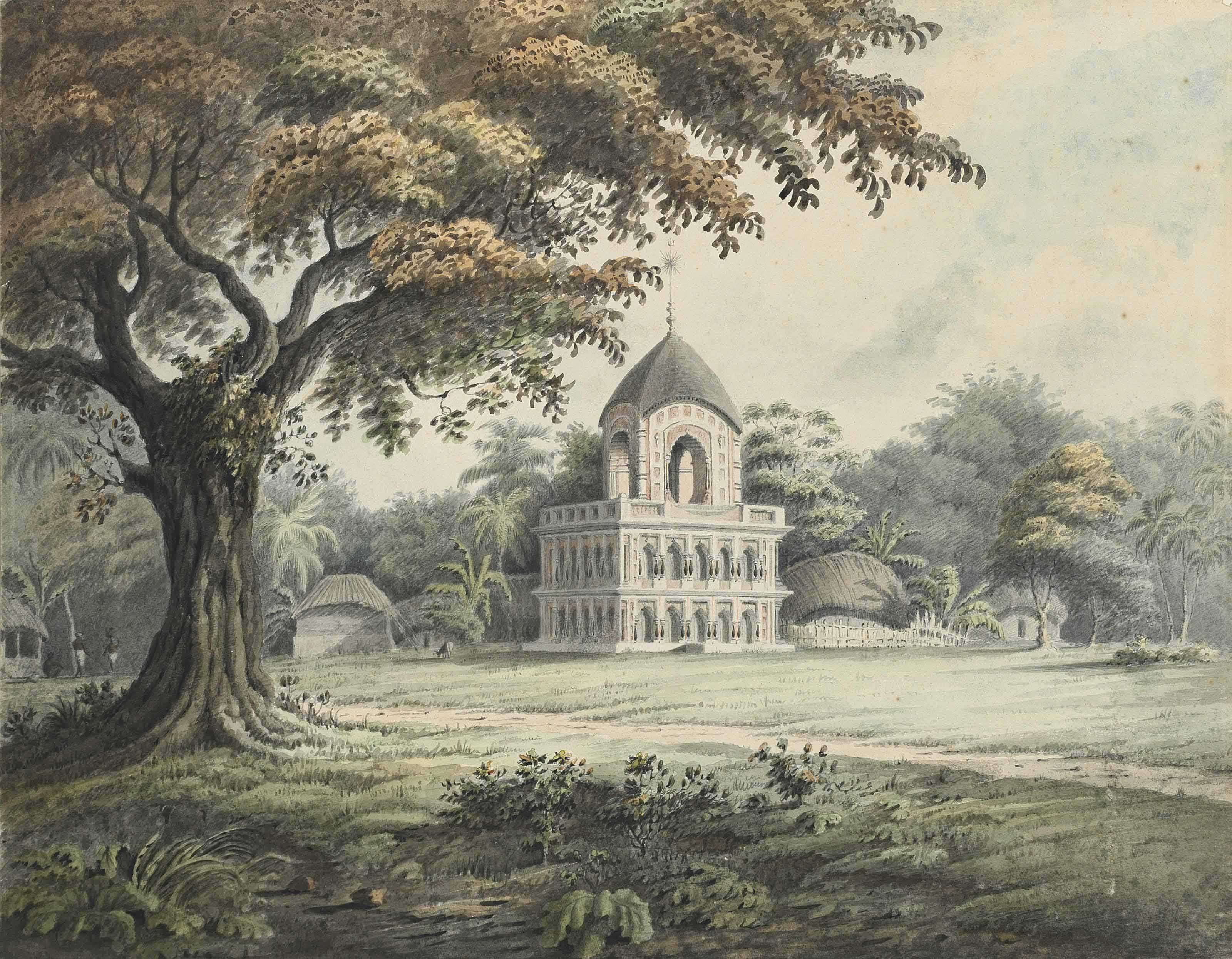 Hubert Cornish - A Hindu Temple At Barripore, Near Calcutta