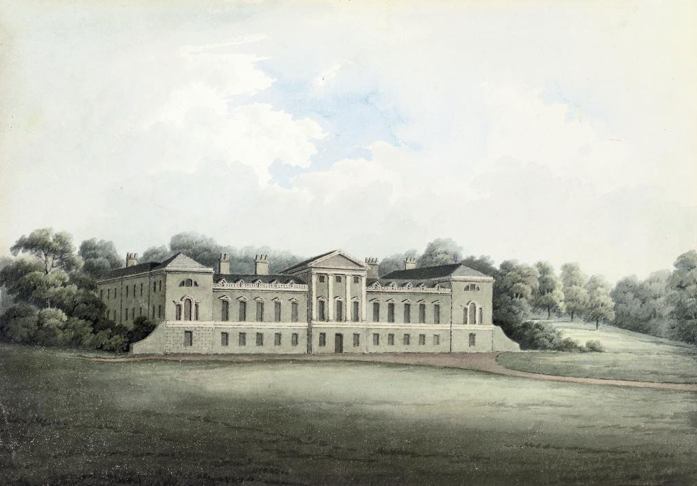 Hubert Cornish - View of Woburn Abbey, Bedfordshire (illustrated); View on the Ouse at Newport Pagnell, Buckinghamshire; The interior of Sadler Castle; and Champhill