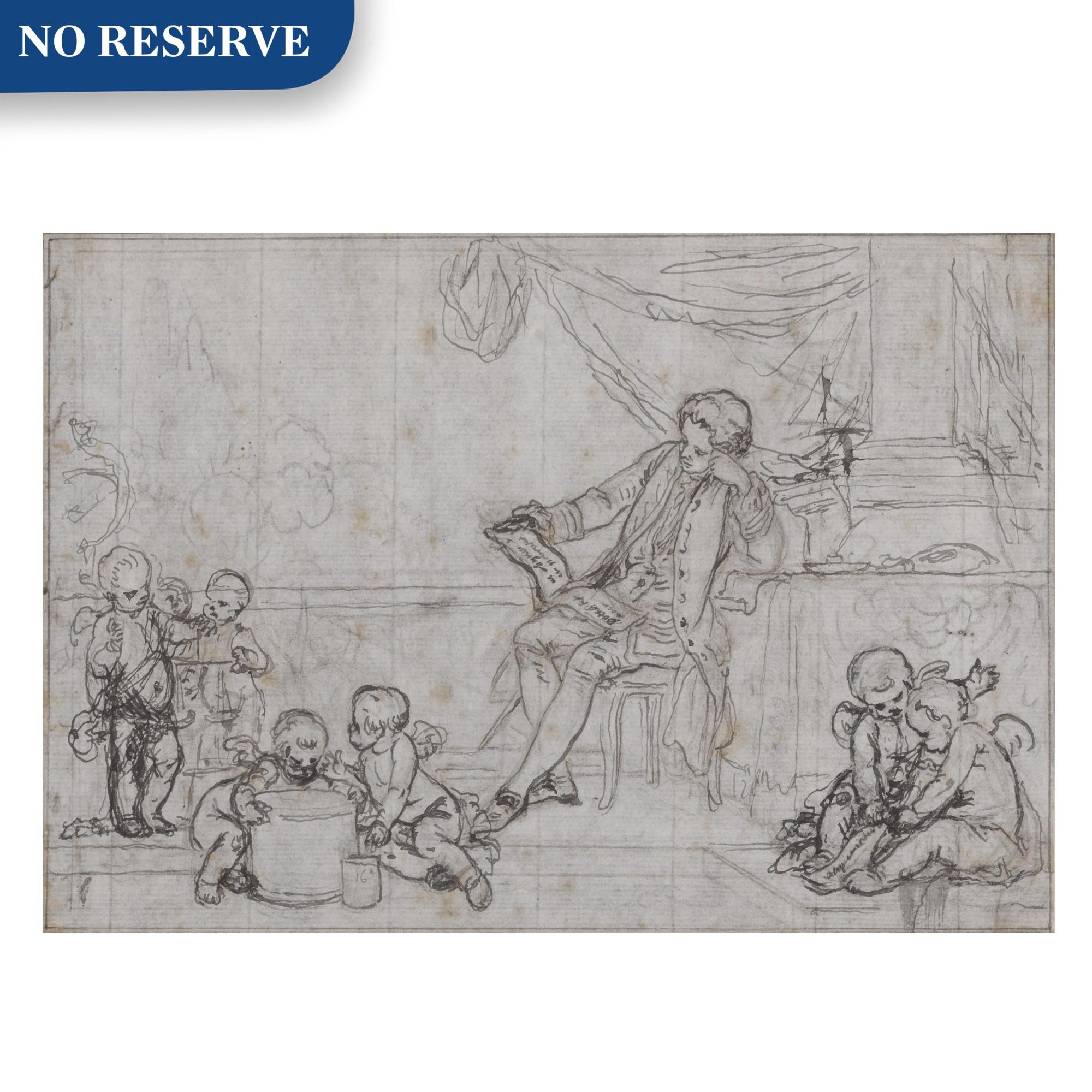 Hubert-François Gravelot - A seated gentleman reading a manuscript