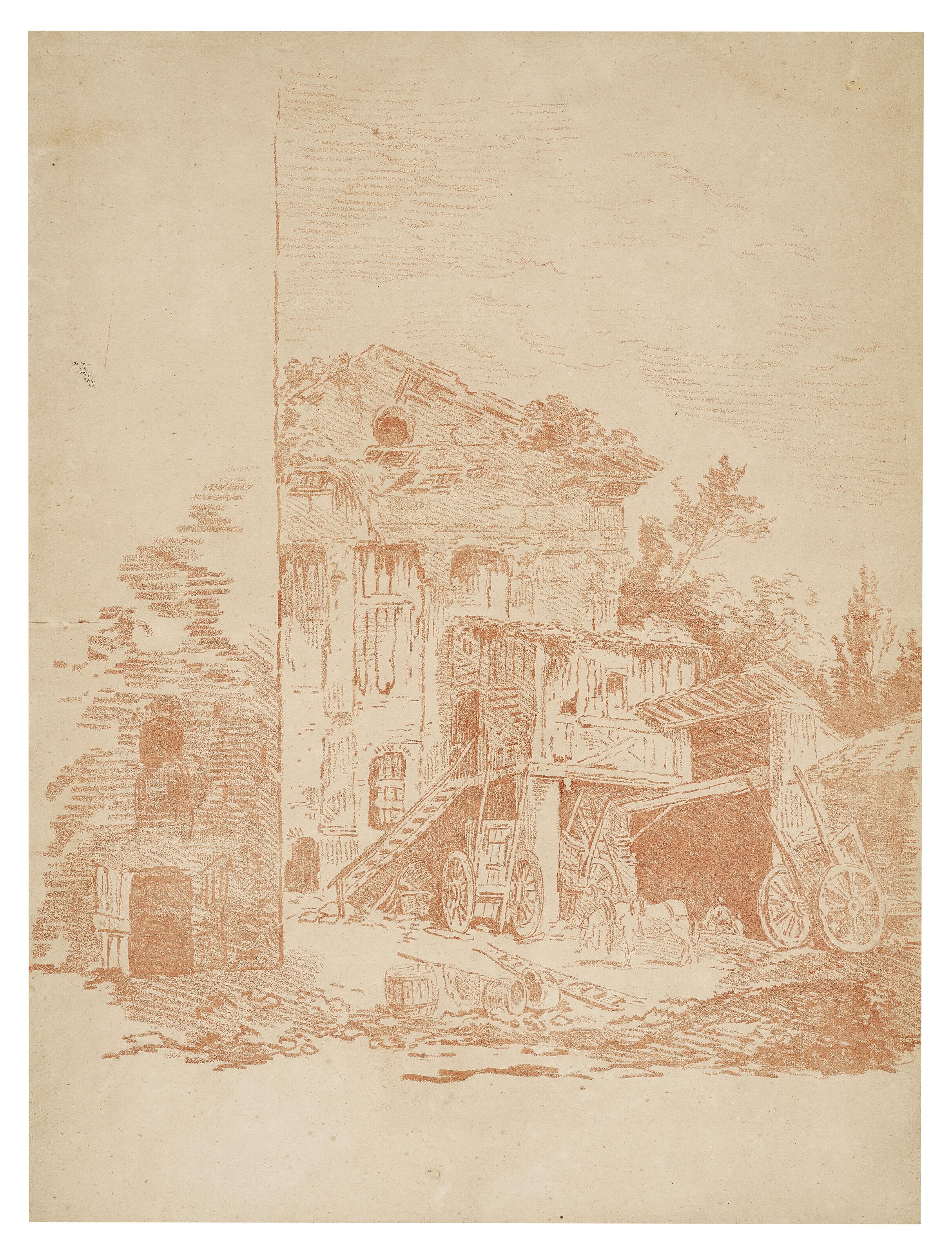 Hubert Robert - A courtyard near the Campo Vaccino in Rome