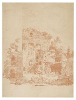 Hubert Robert - A courtyard near the Campo Vaccino in Rome