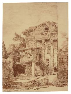 Hubert Robert - A courtyard near the Campo Vaccino in Rome