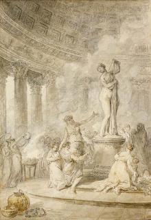Hubert Robert - A Sacrifice Before The Callipygian Venus In A Circular Temple