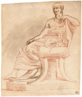 Hubert Robert - A statue of Menander