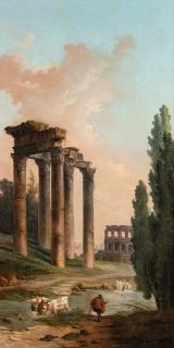 Hubert Robert - Architectural capriccio with ruins of the Campo Vaccino and of the Colosseum