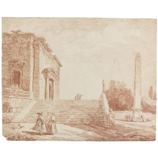 Hubert Robert - Architectural Fantasy With Obelisk