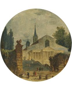 Hubert Robert - Capriccio view of a church