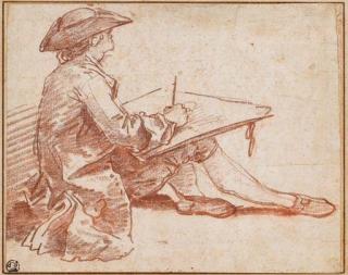 Hubert Robert - Dessinateur assis