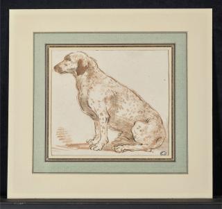 Hubert Robert - Deux études de chiens, dont l\'un de dos