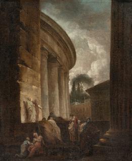 Hubert Robert - Kolonnade am Petersplatz in Rom