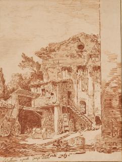 Hubert Robert - La Cour D\'Une Ferme Près Du Campo Vaccino À Rome
