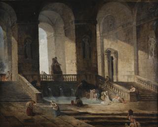 Hubert Robert - Lavandières Dans Une Architecture Romaine