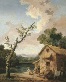 Hubert Robert - Maison près du lac