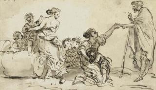 Hubert Robert - Man giving alms to the poor