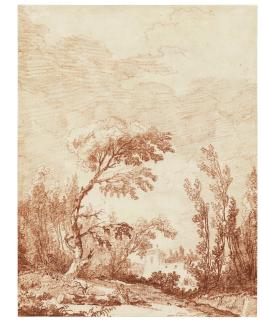 Hubert Robert - The park of an Italian villa, with figures