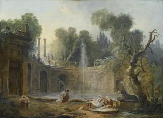 Hubert Robert - The Teatro Delle Acque In The Garden Of The Villa Aldobrandini 