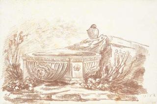 Hubert Robert - Vasque romaine dans un paysage