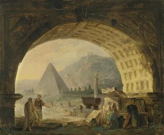 Hubert Robert - View Of Antiquities Under An Arch