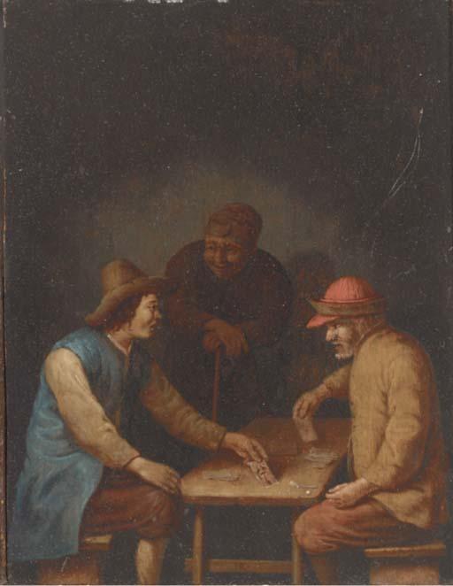 Hubert van Ravesteyn - Peasants playing cards in an interior