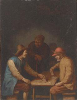 Hubert van Ravesteyn - Peasants playing cards in an interior