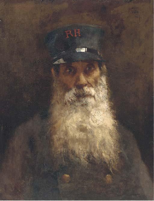 Hubert Vos - Portrait Of A Chelsea Pensioner, Quarter-Length, In Full-Uniform