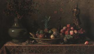 Hubert?Vos - Still Life with Chinese Porcelain and Fruits