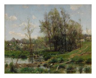 Hugh Bolton Jones - Landscape With Stream And Ducks