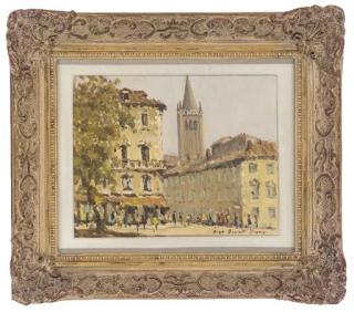 Hugh Boycott-Brown, R.S.M.A. - The market, rue de la Boucherie, Dieppe; Parma Cathedral from Palazzo della Pilotta, Parma; and Campo Santa Maria Formosa, Venice