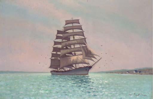 Hugh Boycott-Brown - Square rigger and seagulls; and Another similar