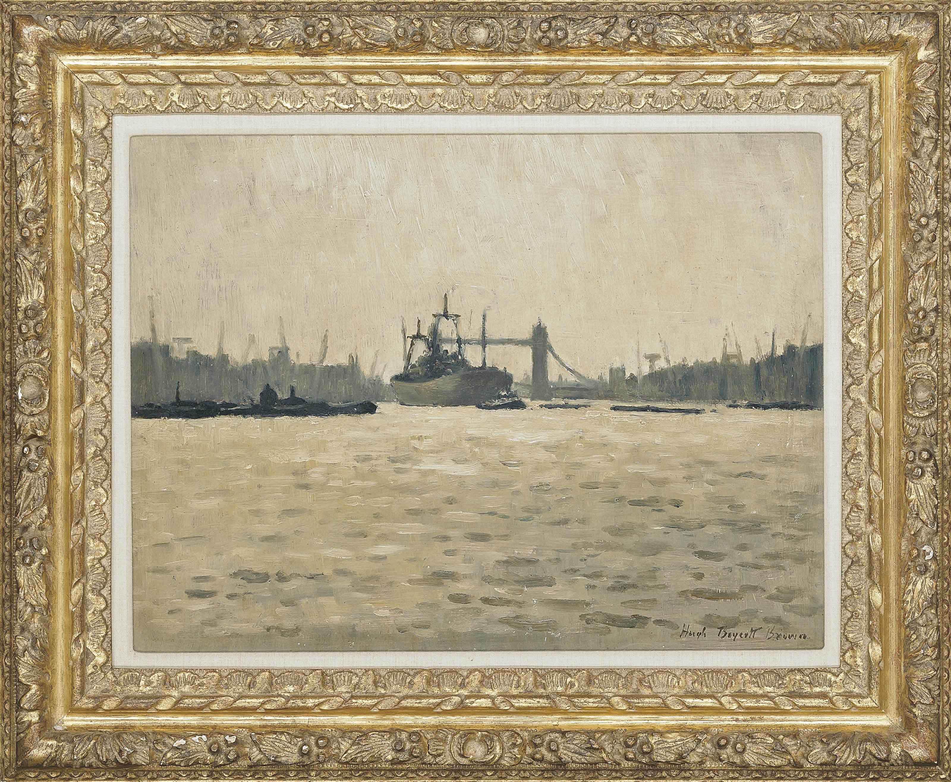 Hugh Boycott-Brown - The Thames with Tower Bridge in the distance