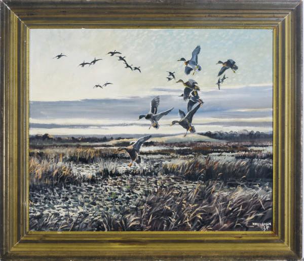 Hugh C. Monahan - Geese landing in the marshes