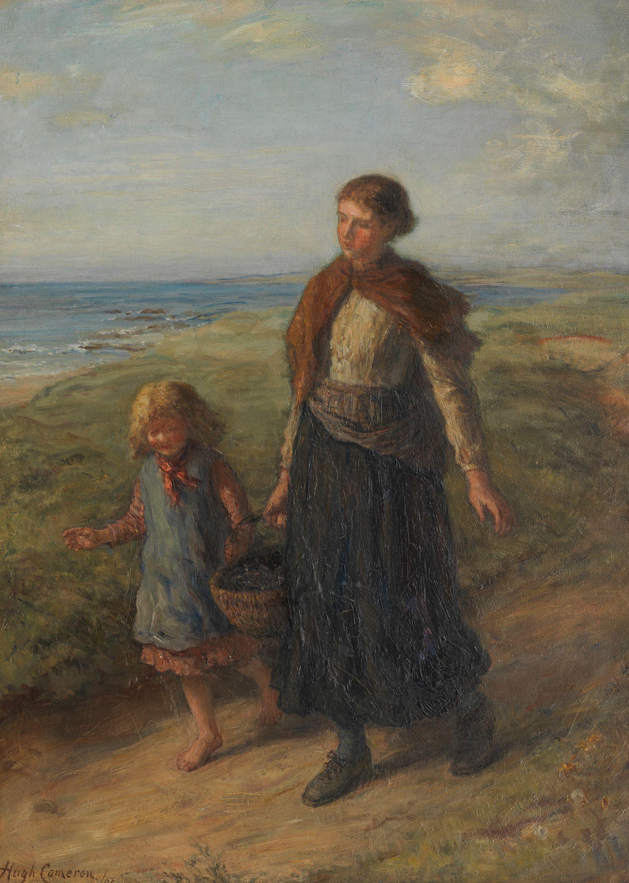 Hugh Cameron, RSA RSW ROI - Mother and child on a coastal path