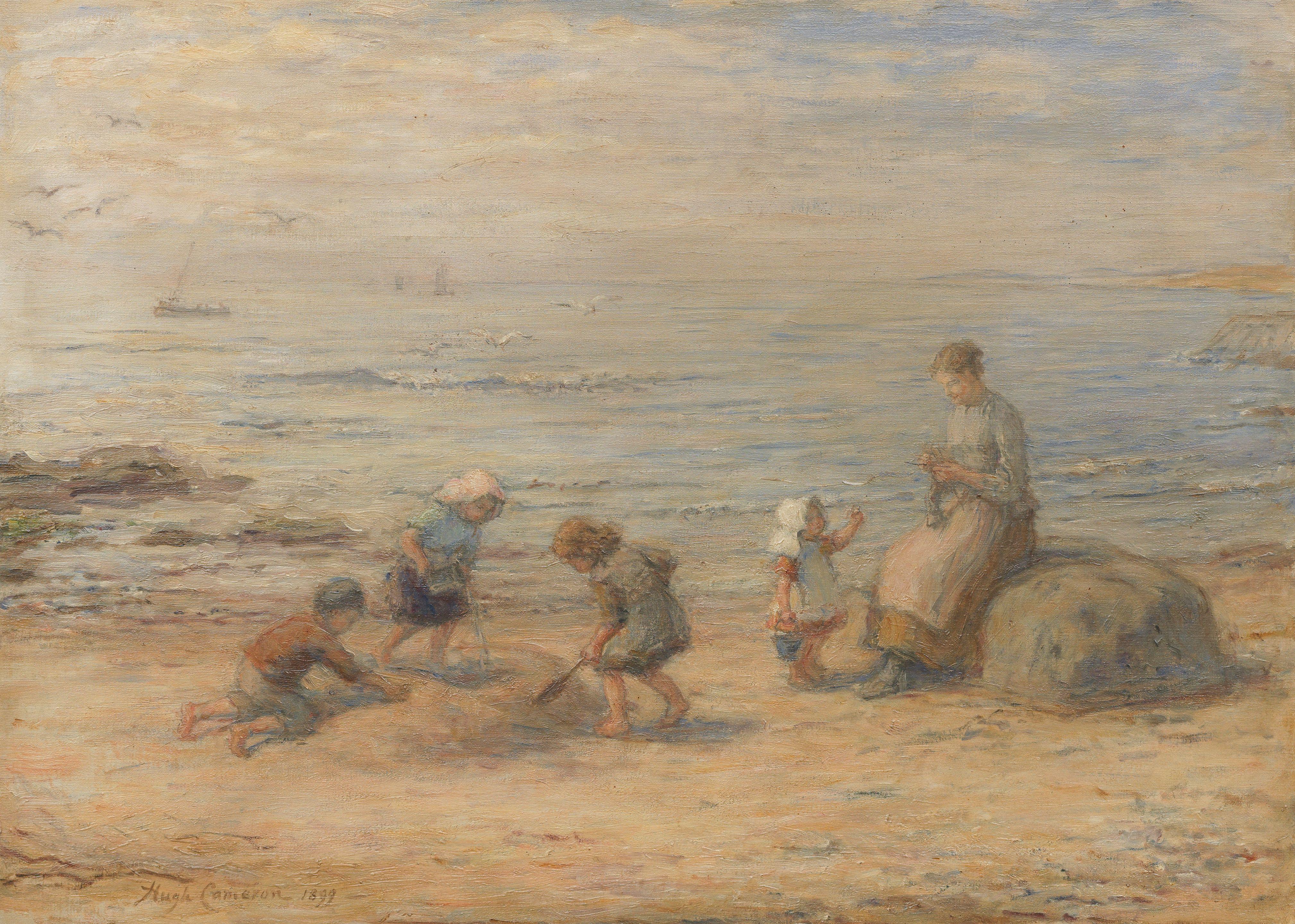 Hugh Cameron, RSA RSW ROI - On the beach