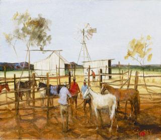 Hugh David Sawrey - Catching The Horses, Diamantina Lakes Station, Western Queensland