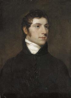 Hugh Douglas Hamilton - Portrait of a gentleman, believed to be Robert La Touche, small half-length, in a black coat