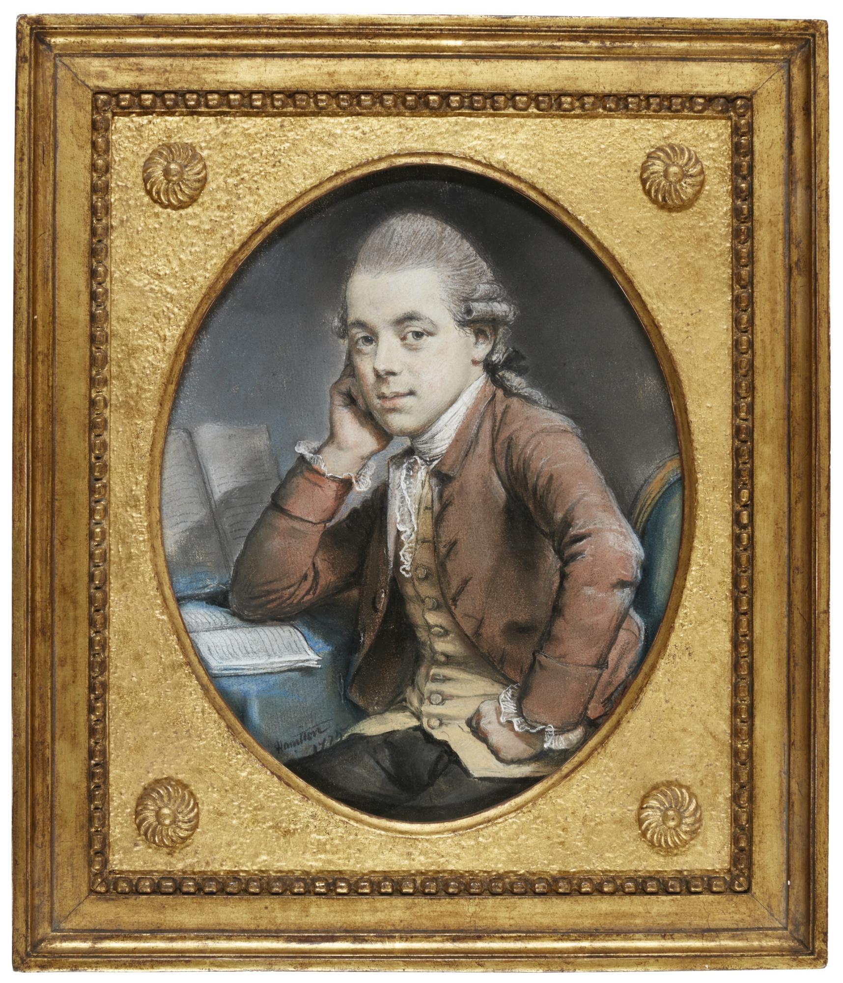 Hugh Douglas Hamilton - Portrait Of A Gentleman Wearing A Plum-Coloured Coat