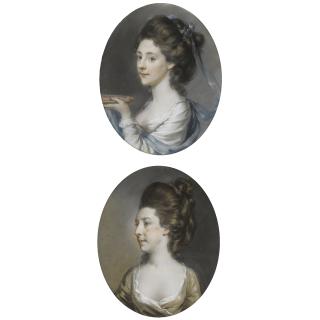 Hugh Douglas Hamilton - Two Portraits Of Ladies 