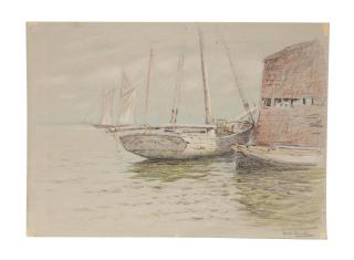 Hugh Newell - Sailing boat at Arthur Pier