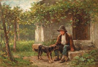 Hugh Newell - Young Boy with Dog