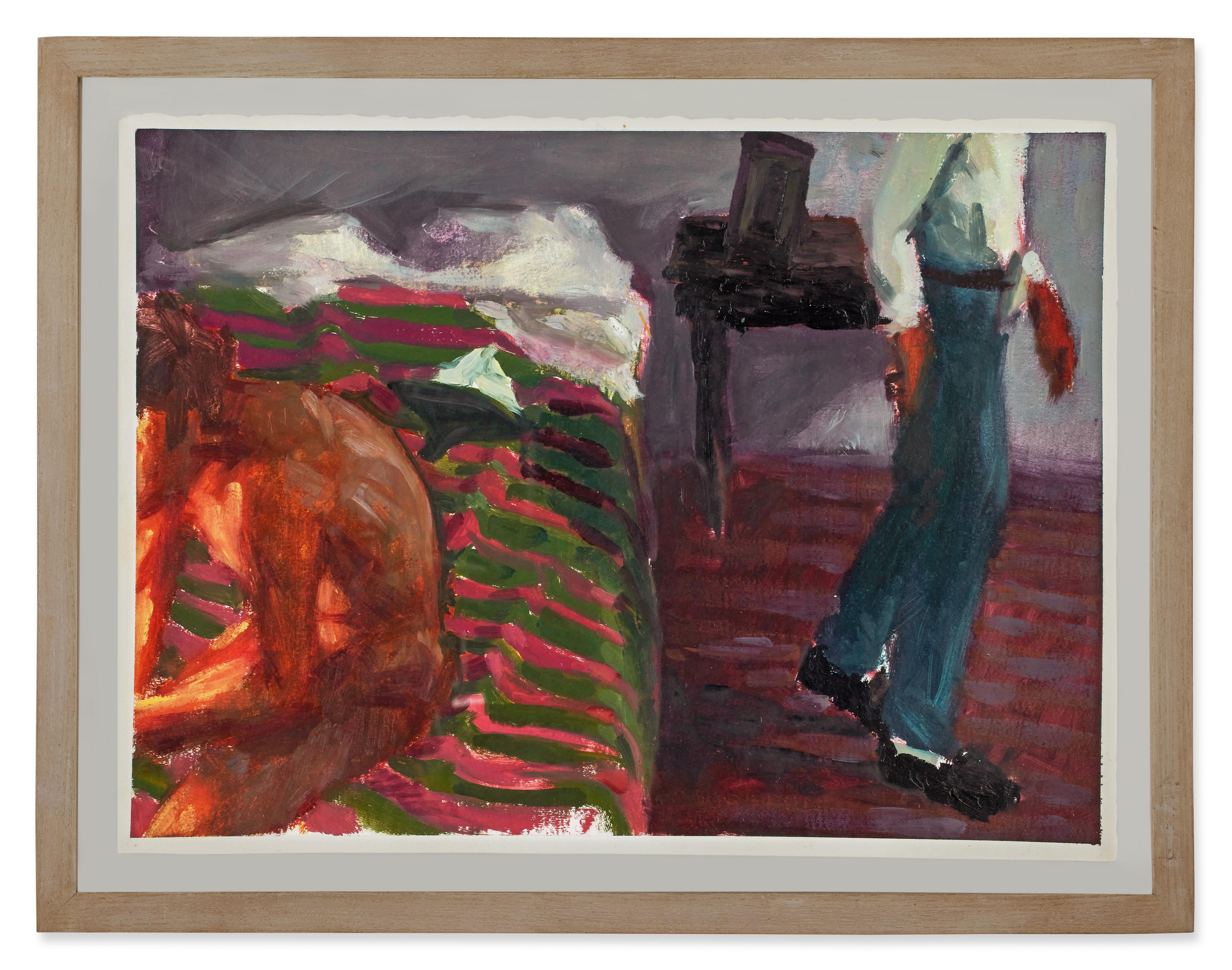 Hugh Steers - Red and Green Striped Bedspread