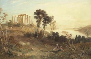 Hugh William Williams - Extensive view of Cape Sounion, Greece, with the Temple of Poseidon
