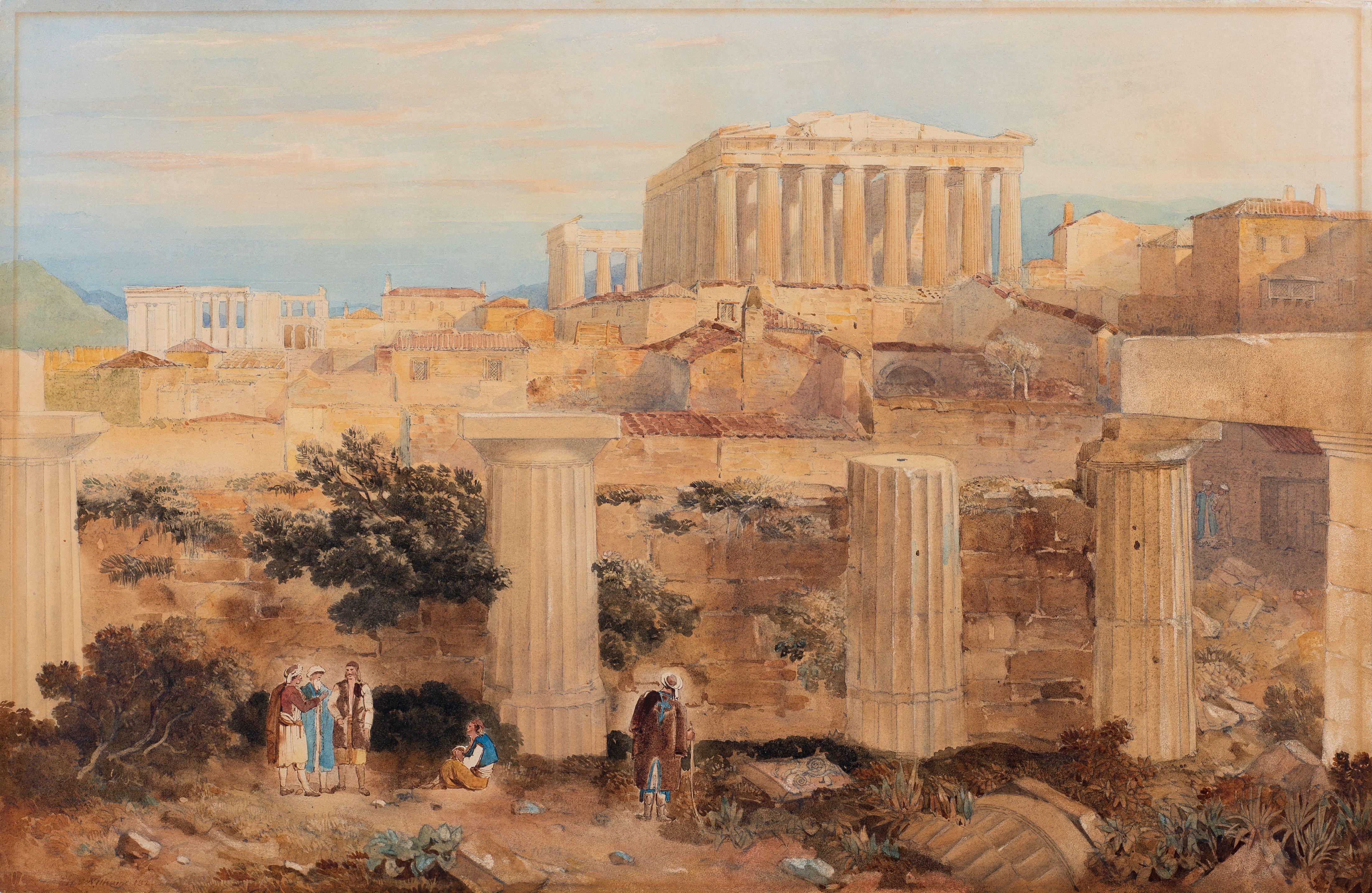 Hugh William Williams - La vue de Parthénon par le Propylées