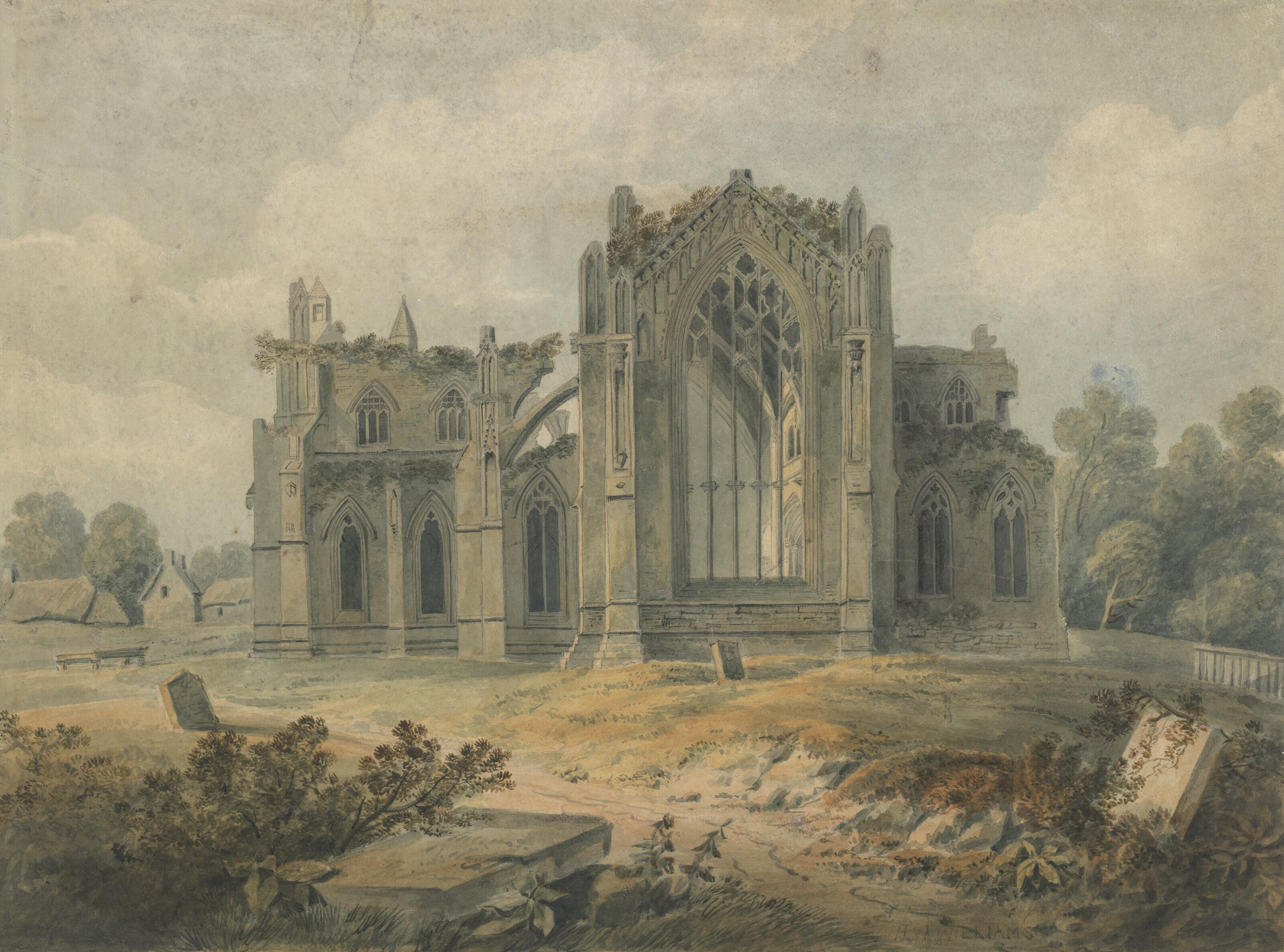 Hugh William Williams - View of Melrose Abbey, Scotland