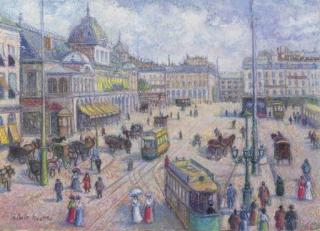 Hughes-Claude Pissarro - La place à Masséna, à Nice